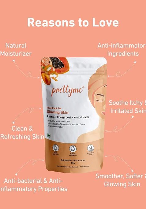 Prettyme Natural Face Pack Powder With Papaya Haldi For Glowing Skin 80 G