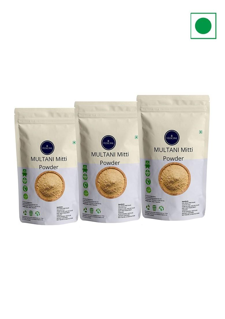 Vedicine Set Of 3 Multani Mitti Powder Face Pack 100 Gm Each