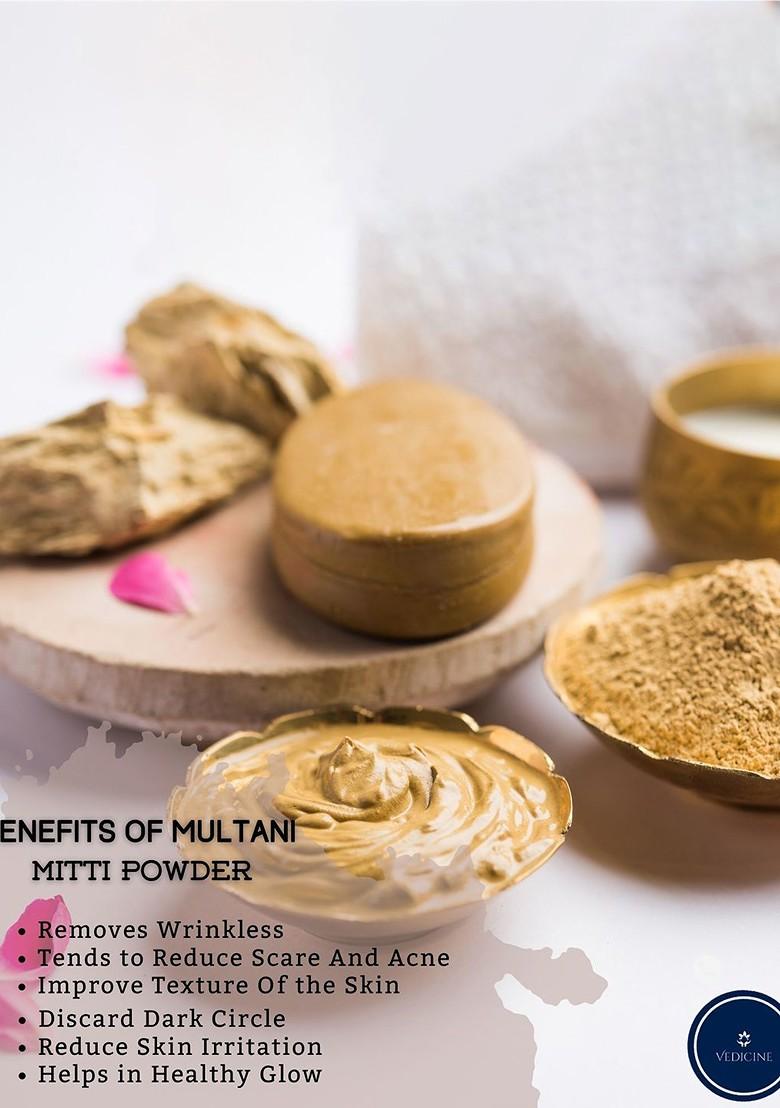 Vedicine Set Of 3 Multani Mitti Powder Face Pack 100 Gm Each