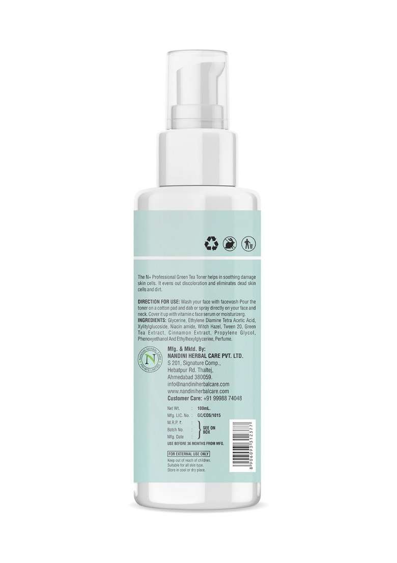 N Plus Professional Green Tea Toner For Smooth Skin 100 Ml - Indya