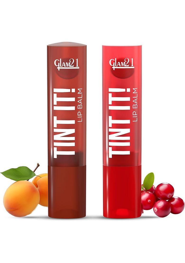 Glam21 Set Of 2 Lip Tint It Balm With Vitamin E 3 5 G Each Apricot 04 Cranberry 02