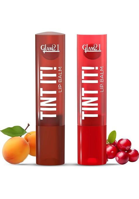 Glam21 Set Of 2 Lip Tint It Balm With Vitamin E 3 5 G Each Apricot 04 Cranberry 02
