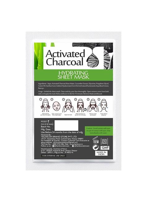 Herbicon Activated Charcoal Face Sheet Mask For Detox Skin And Hydration 20 G