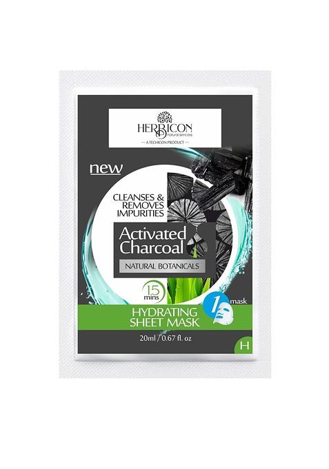 Herbicon Activated Charcoal Face Sheet Mask For Detox Skin And Hydration 20 G