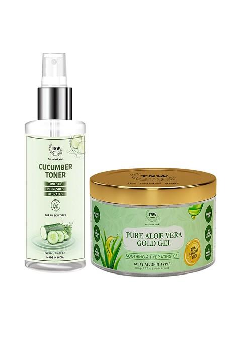 Tnw The Natural Wash Cucumber Toner Gold Aloe Vera Gel 200 Ml