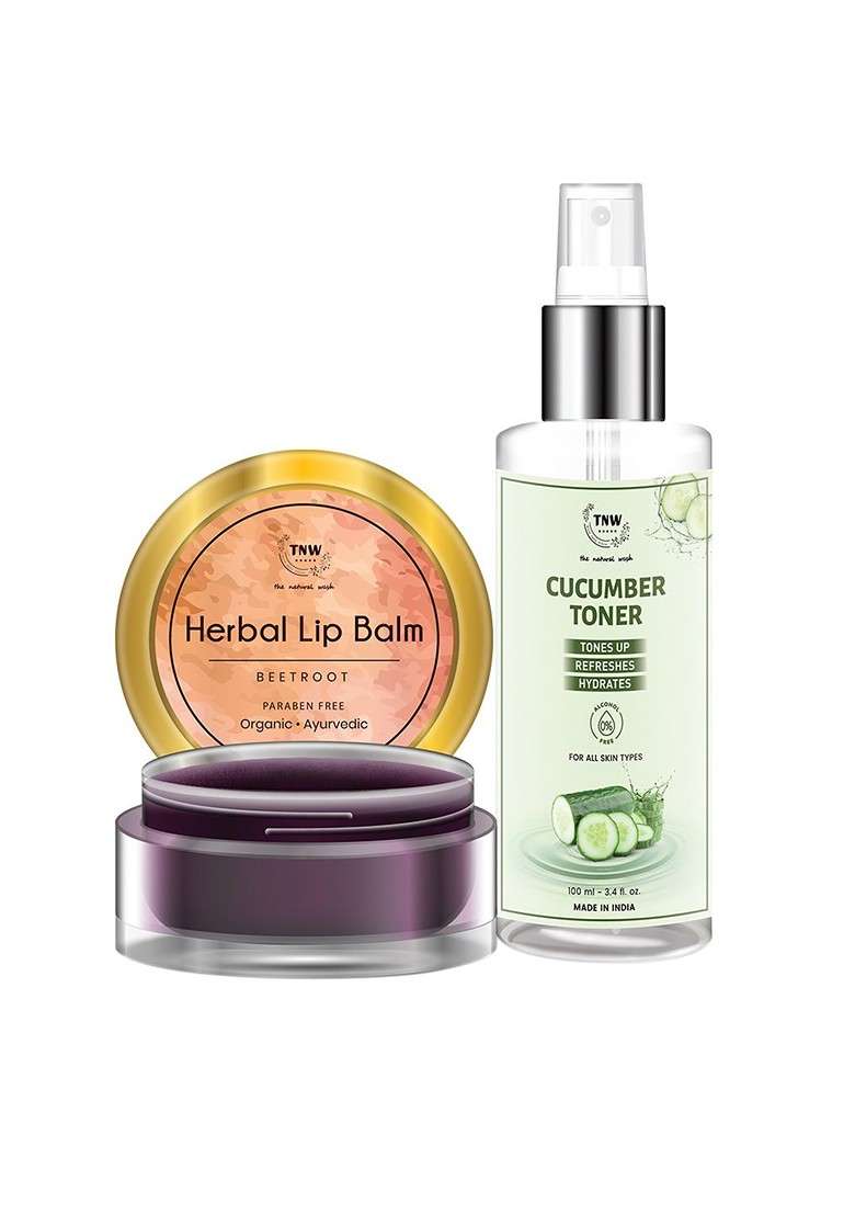 Tnw The Natural Wash Set Of 2 Cucumber Toner Lip Balm - Indya