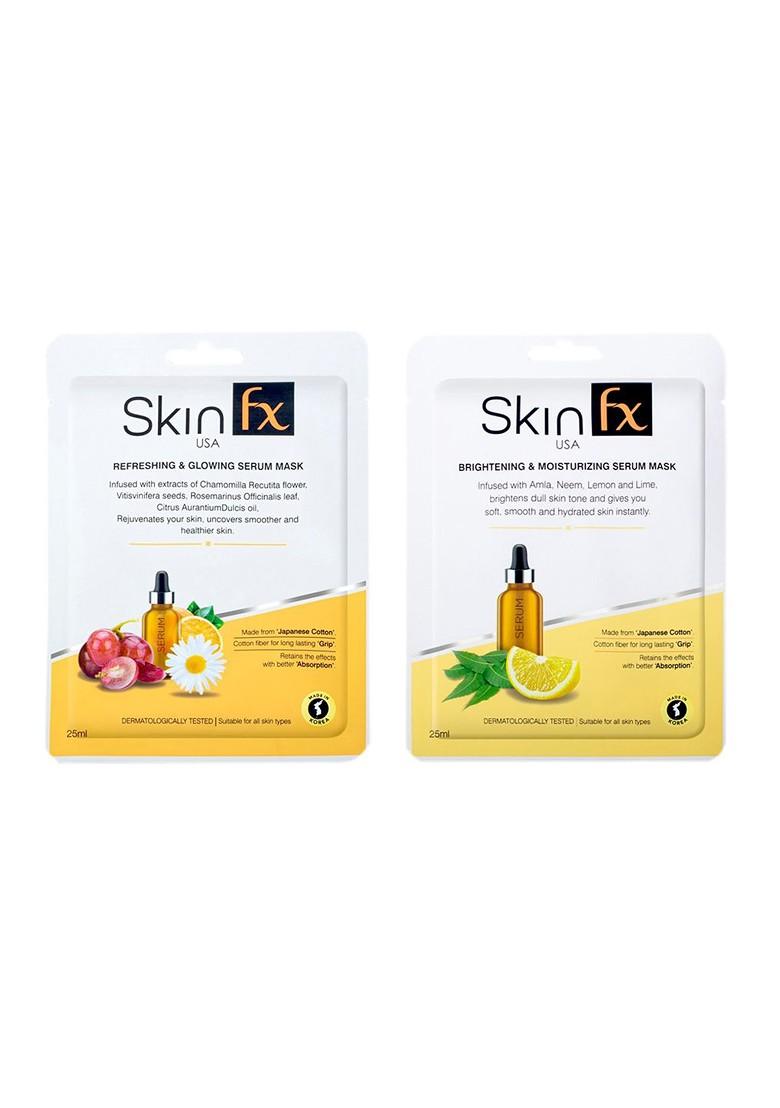 Skin Fx Set F 2 Unisex Brightening Moisturising Refreshing Glowing Facial Serum Mask