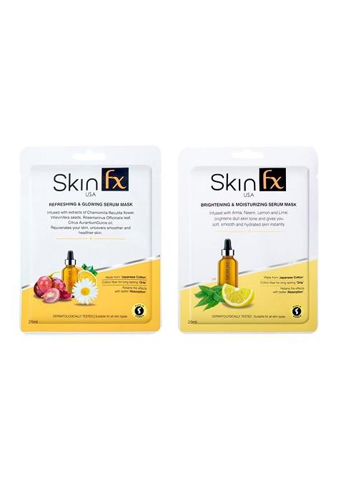 Skin Fx Set F 2 Unisex Brightening Moisturising Refreshing Glowing Facial Serum Mask