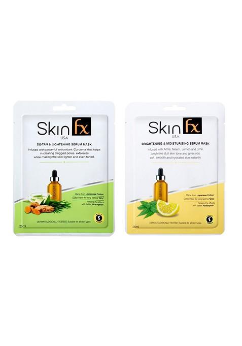 Skin Fx Unisex Pack Of 2 De Tan Lightening Brightening Moisturizing Facial Serum Mask