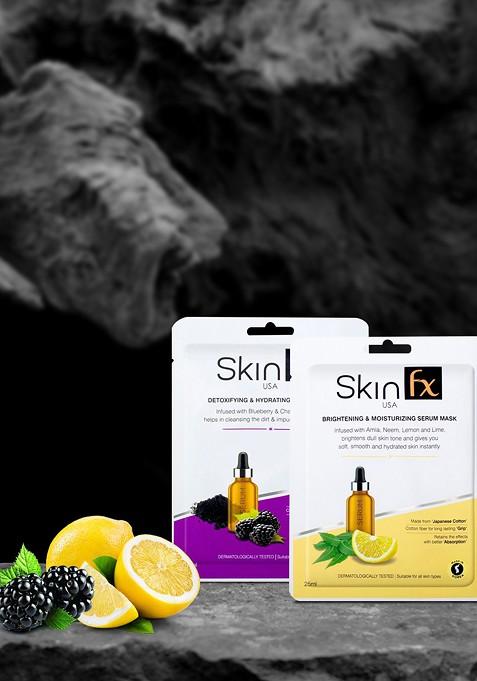 Skin Fx Usa Set Of 2 Detoxifying Brightening Facial Serum Masks 25 Ml Each