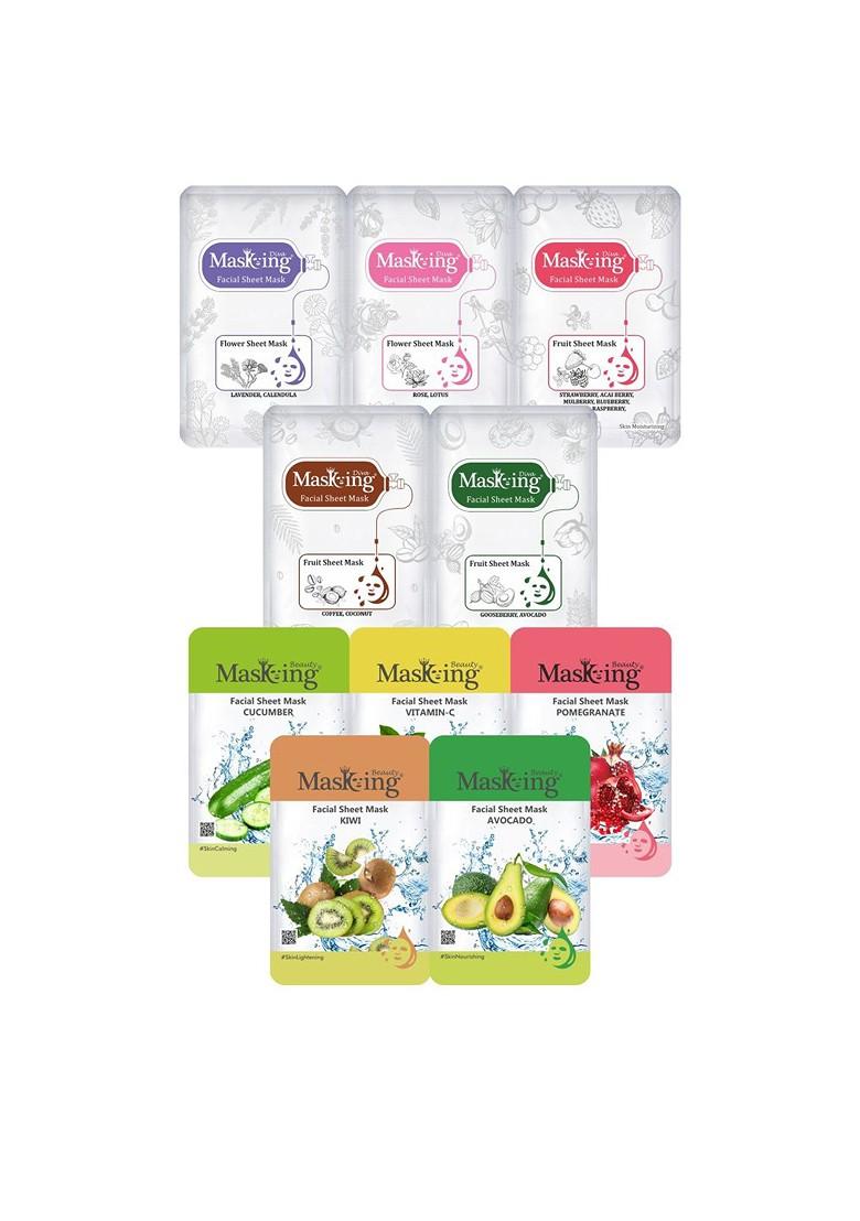 Masking Unisex Pack Of 10 Facial Sheet Masks