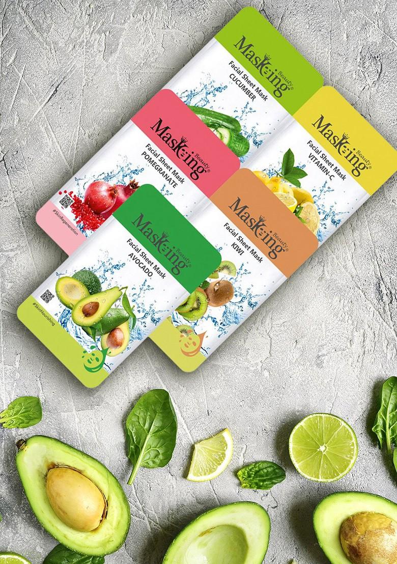 Masking Unisex Pack Of 10 Facial Sheet Masks