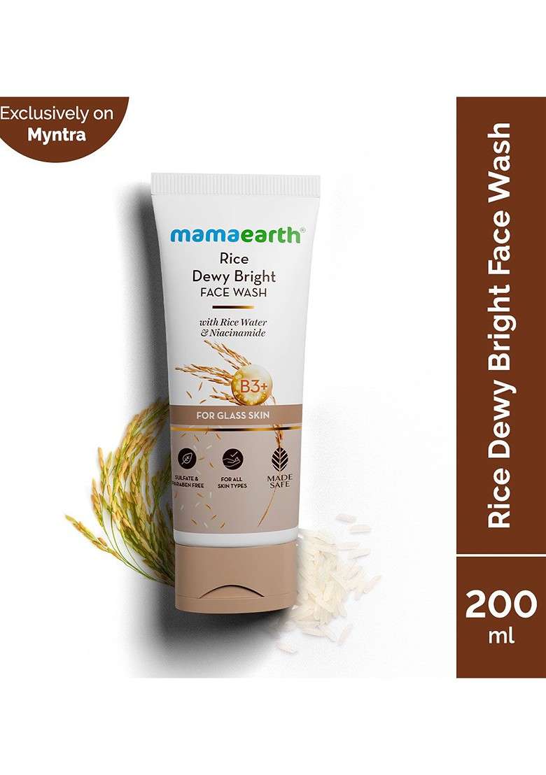 Mamaearth Rice Dewy Bright Face Wash With Water Niacinamide 200Ml - Indya