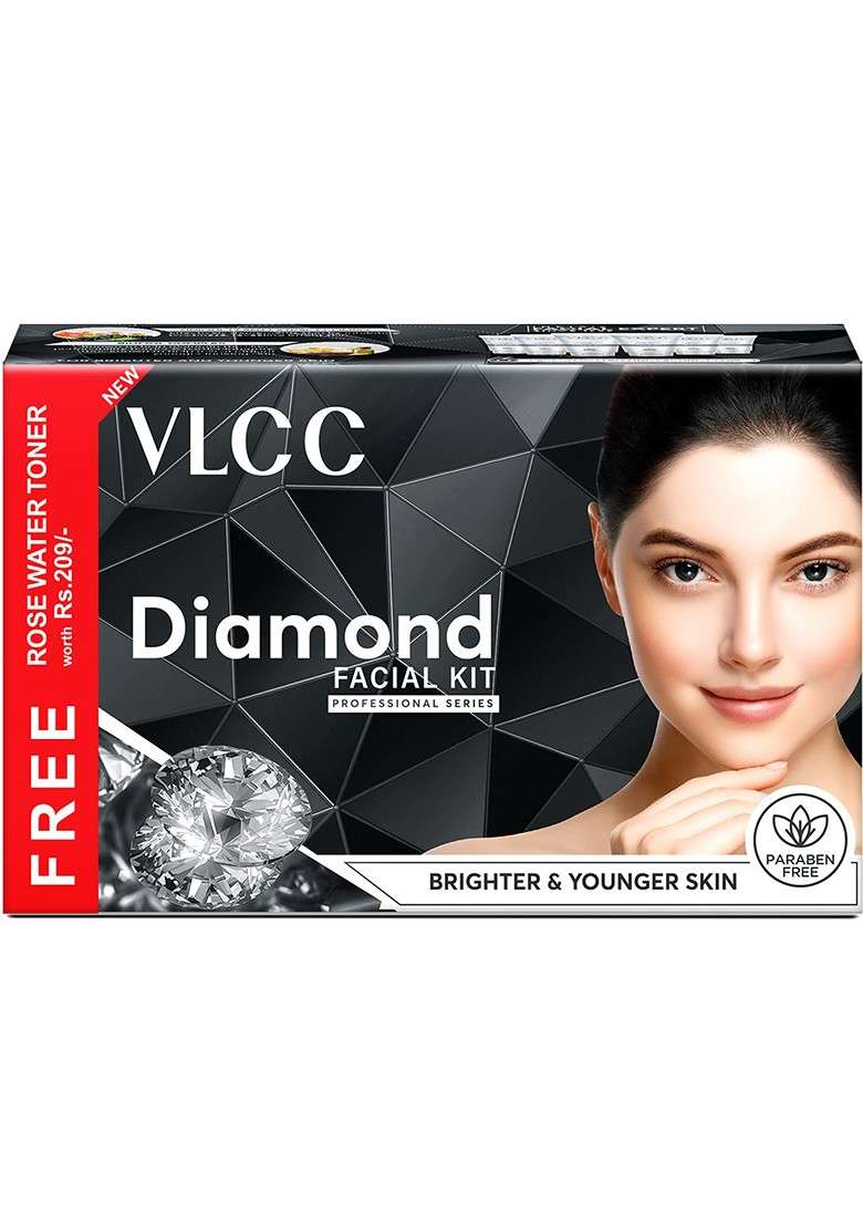 Vlcc Diamond Facial Kit 300G With Free Rose Water Toner Colloidal 100 Ml - Indya