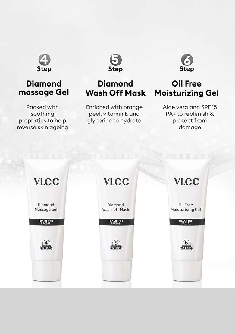 Vlcc Diamond Facial Kit 300G With Free Rose Water Toner Colloidal 100 Ml - Indya
