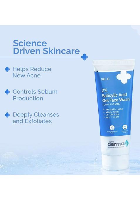 The Derma Co 2 Salicylic Acid Gel Face Wash For Active Acne 100 Ml Oily Skin