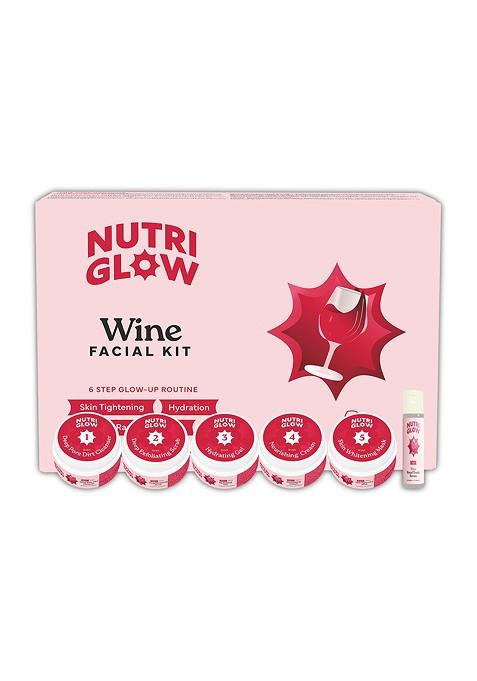 Nutriglow Sustainable 6 Pieces Of Wine Facial Kit Skin Care Acne Remove 250G 10Ml