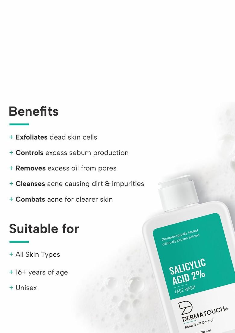 Dermatouch Salicylic Acid 2 Face Wash With Vitamin E Zinc Pca 100 Ml