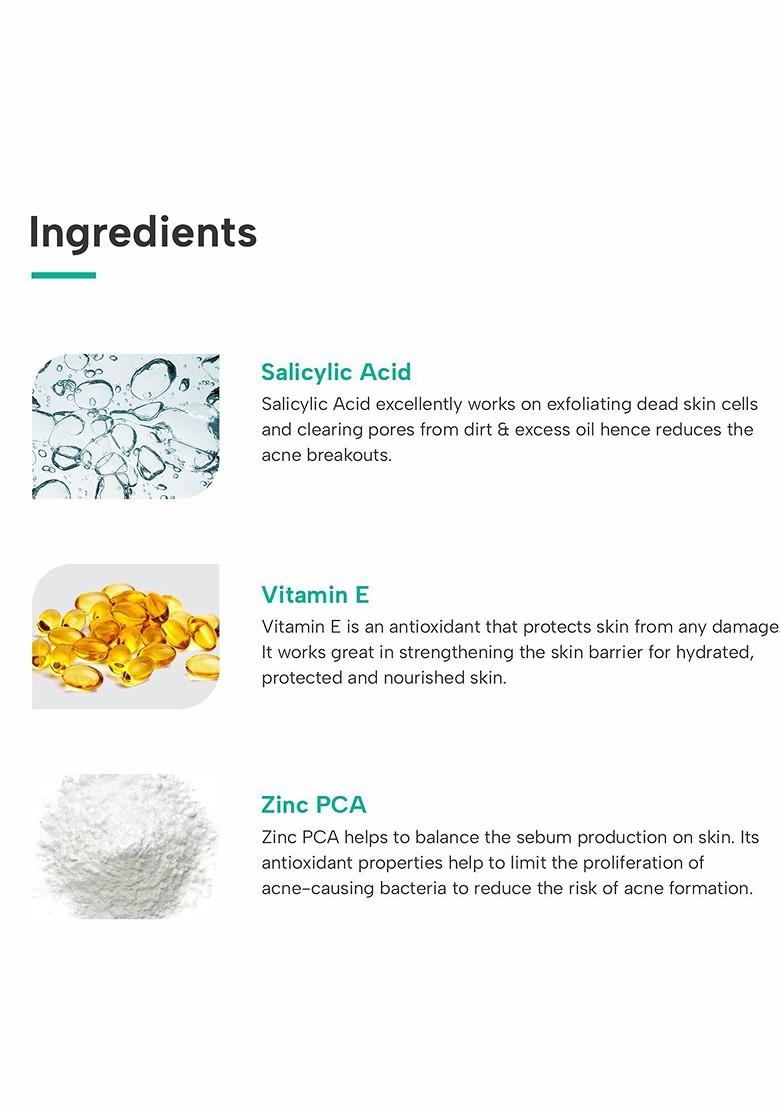 Dermatouch Salicylic Acid 2 Face Wash With Vitamin E Zinc Pca 100 Ml