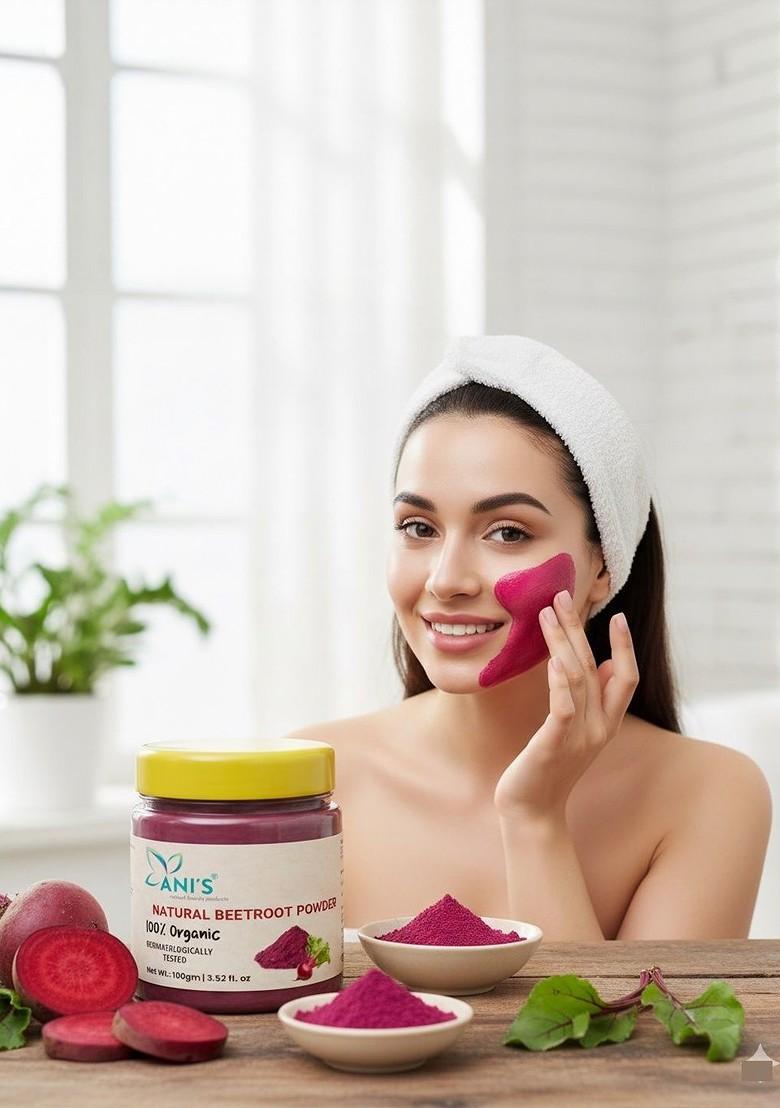 Ani'S Set Of 2 Organic Multani Mitti Beetroot Powder For Face And Hair 100 G Each