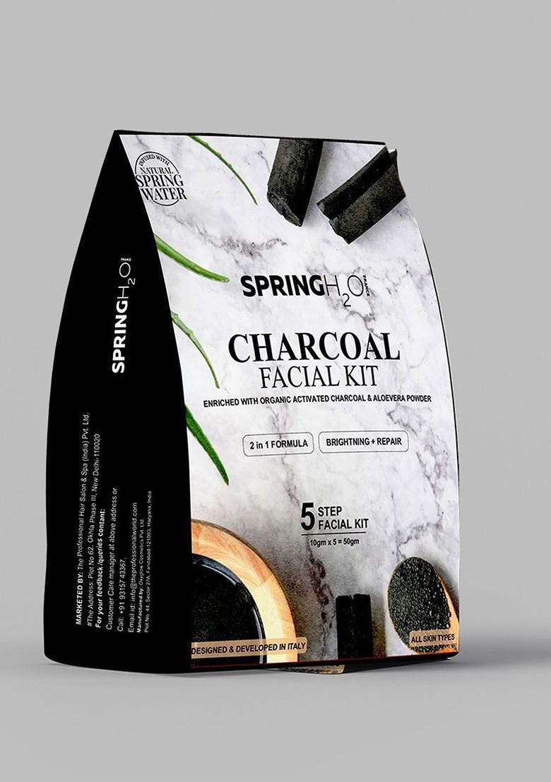 Spring H2O 5 Step 2 In 1 Charcoal Facial Kit For Skin Brightening Repair 10 G Each