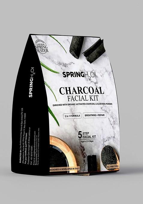 Spring H2O 5 Step 2 In 1 Charcoal Facial Kit For Skin Brightening Repair 10 G Each