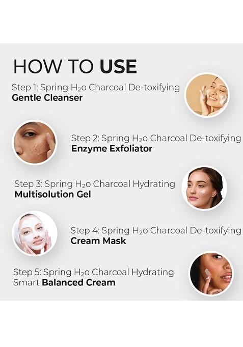 Spring H2O 5 Step 2 In 1 Charcoal Facial Kit For Skin Brightening Repair 10 G Each