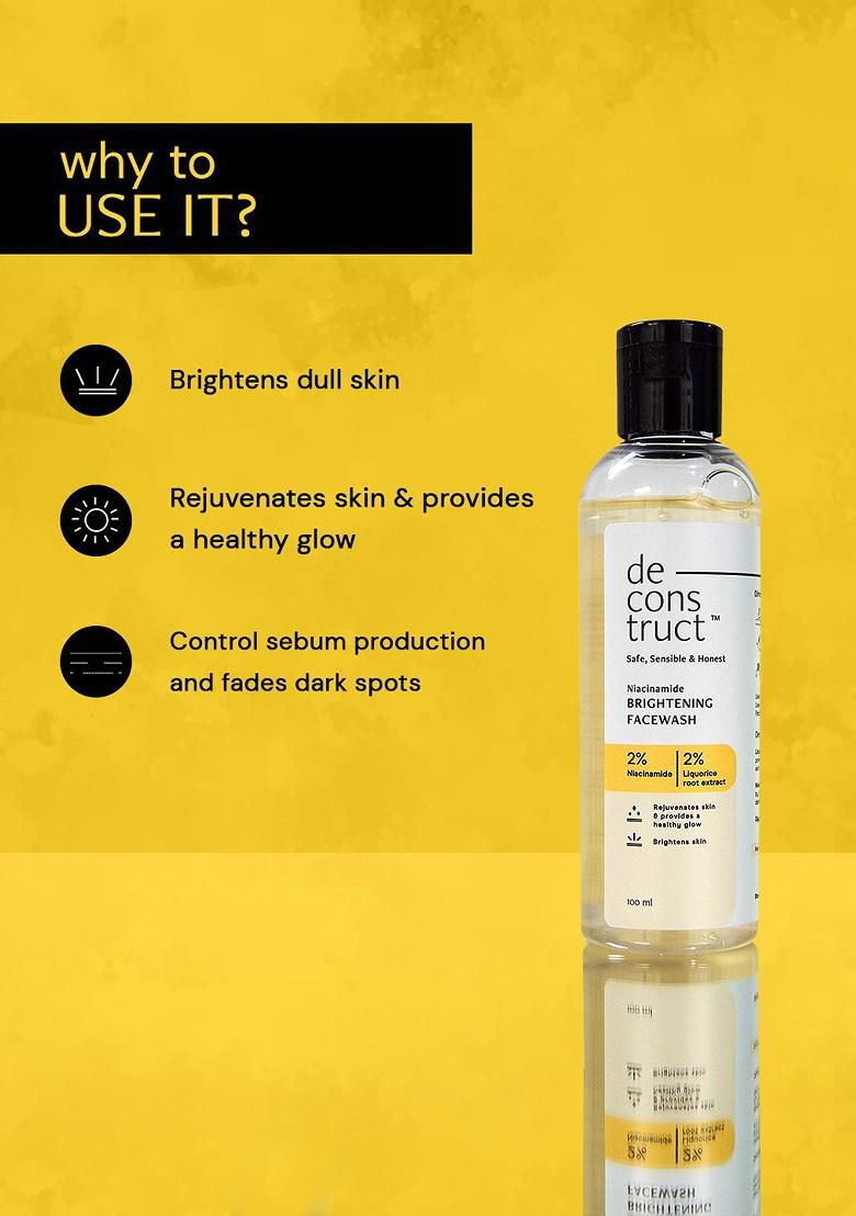 Deconstruct Brightening Face Wash With 2 Niacinamide Reduces Pigmentation 100Ml
