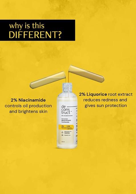 Deconstruct Brightening Face Wash With 2 Niacinamide Reduces Pigmentation 100Ml