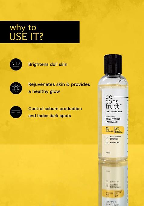 Deconstruct Brightening Face Wash With 2 Niacinamide Reduces Pigmentation 100Ml