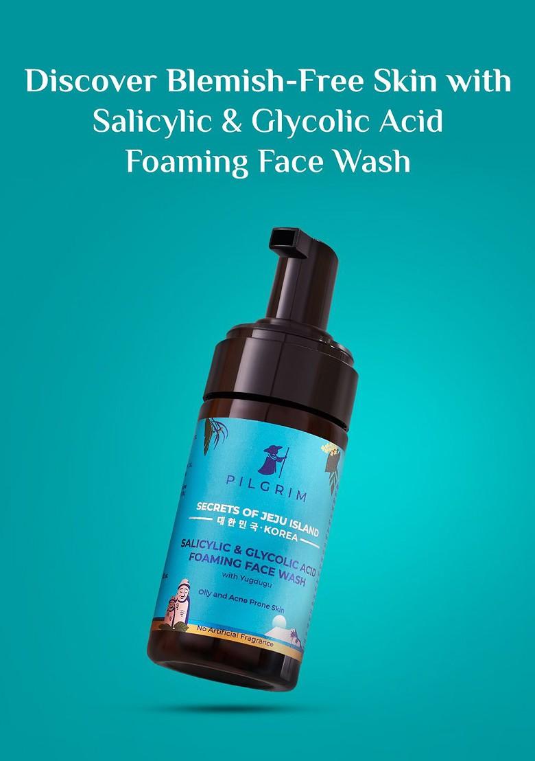 Pilgrim Salicylic Bha Glycolic Acid Aha Foaming Face Wash For Acne Prone Skin
