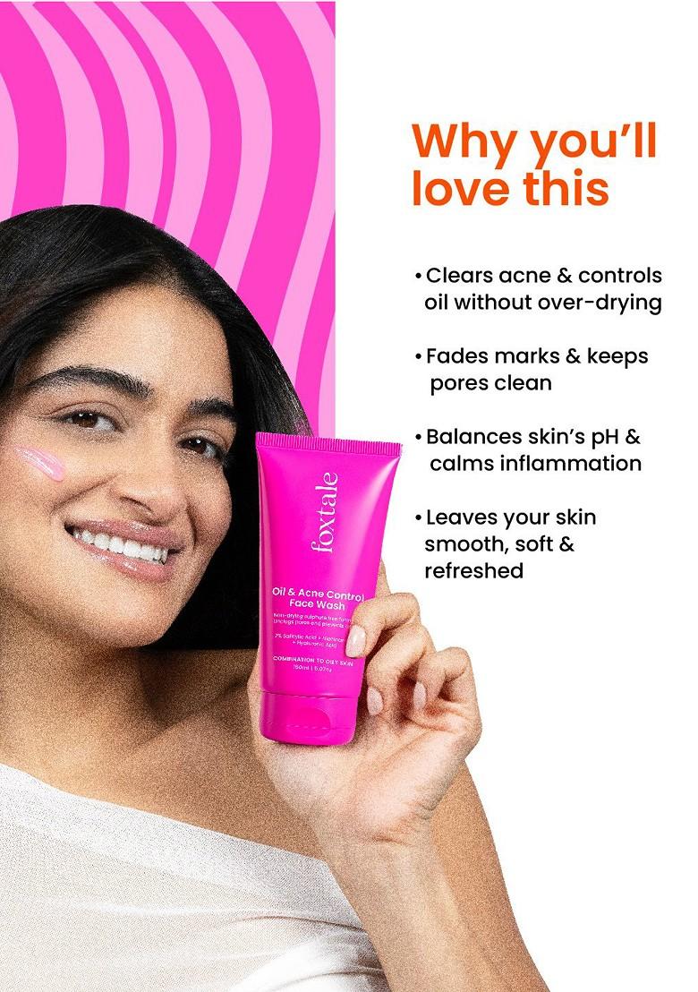 Foxtale Oil Acne Control Face Wash With 2 Salicylic Acid 150 Ml