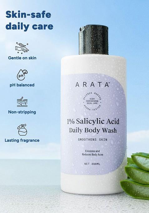 Arata 1 Salicylic Acid Body Wash Smoothes Skin Exfoliates Reduce Acne 300Ml