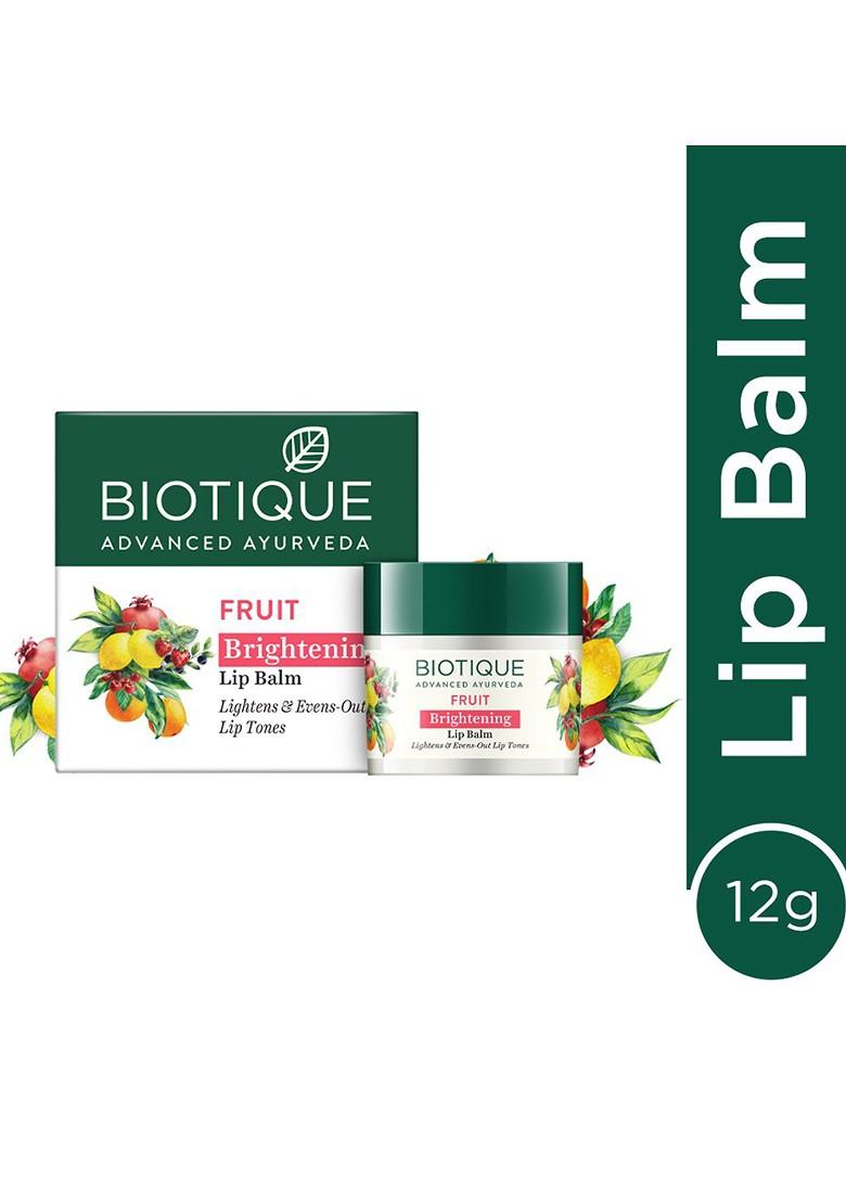 Biotique Fruit Brightening Lip Balm Reduces Pigmentation Evens Out Tone 12G