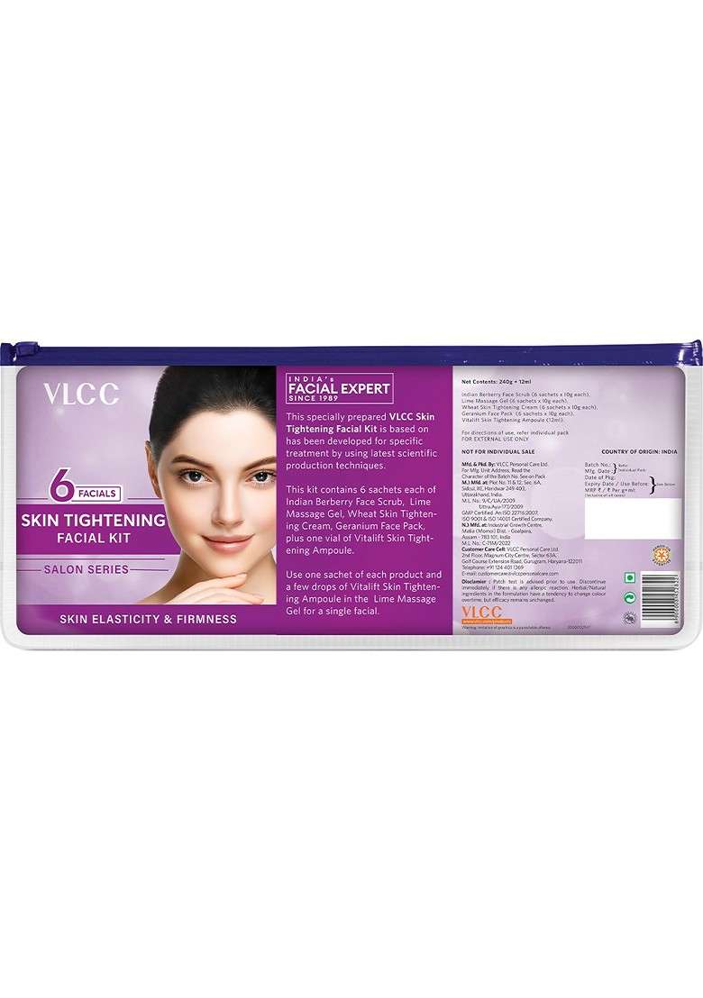 Vlcc Salon Series Skin Tightening Facial Kit 6 Facials 240G 12Ml - Indya
