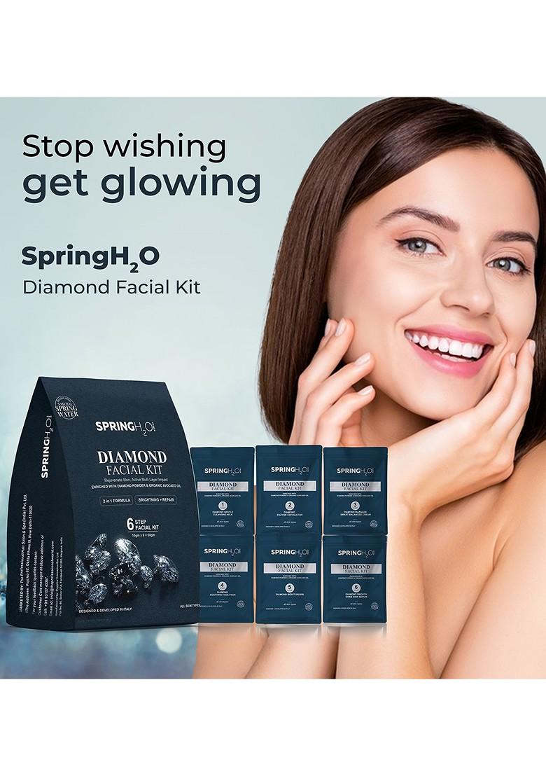 Spring H2O 6 Step 2 In 1 Diamond Facial Kit For Skin Brightening Repair 10 G Each