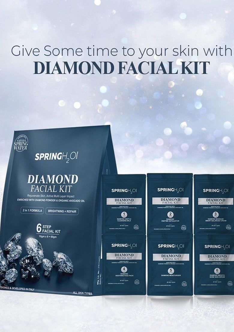 Spring H2O 6 Step 2 In 1 Diamond Facial Kit For Skin Brightening Repair 10 G Each
