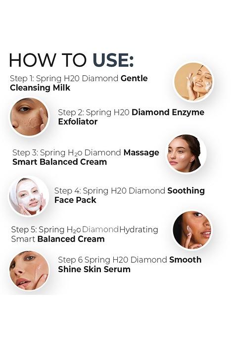 Spring H2O 6 Step 2 In 1 Diamond Facial Kit For Skin Brightening Repair 10 G Each
