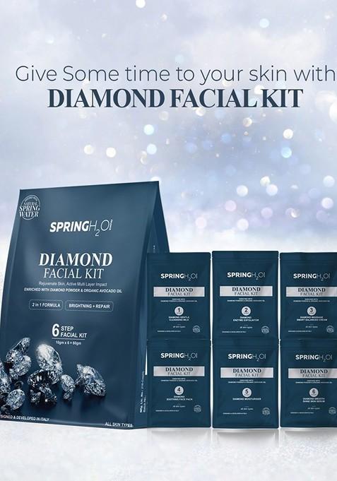 Spring H2O 6 Step 2 In 1 Diamond Facial Kit For Skin Brightening Repair 10 G Each