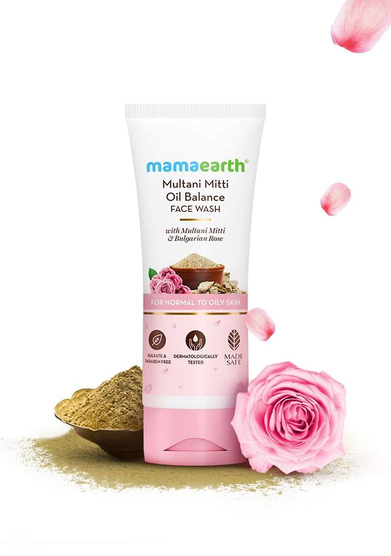 Mamaearth Multani Mitti Face Wash With Bulgarian Rose For Oil Control Acne 100 Ml - Indya