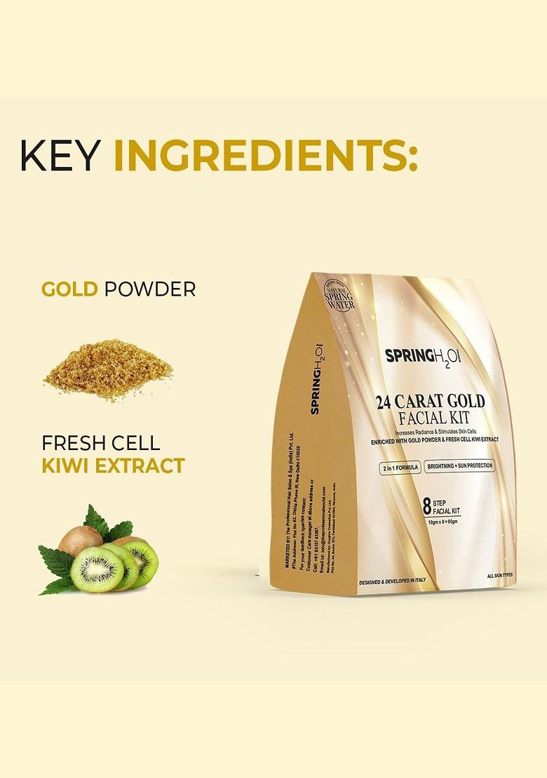 Spring H2O 8 Step 2 In 1 Formula Brightening Sun Protection 24 Carat Gold Facial Kit
