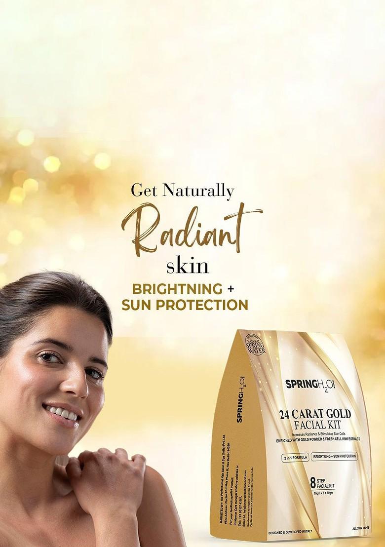 Spring H2O 8 Step 2 In 1 Formula Brightening Sun Protection 24 Carat Gold Facial Kit