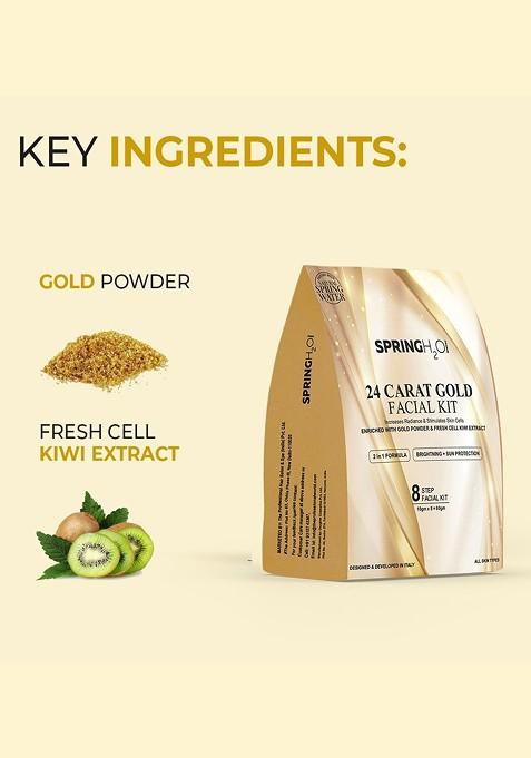 Spring H2O 8 Step 2 In 1 Formula Brightening Sun Protection 24 Carat Gold Facial Kit
