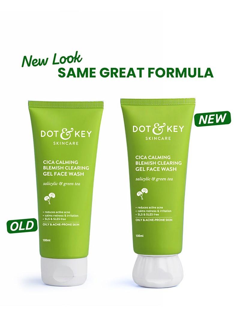 Dot & Key Salicylic Acid Green Tea Cica Calming Blemish Clearing Gel Face Wash 175 Ml