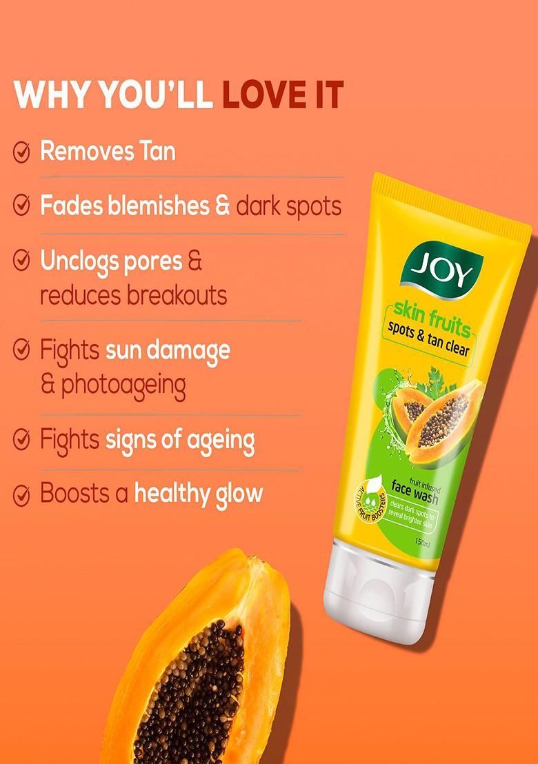 Joy Set Of 2 Papaya Spots Tan Clear Face Wash 150 Ml Each