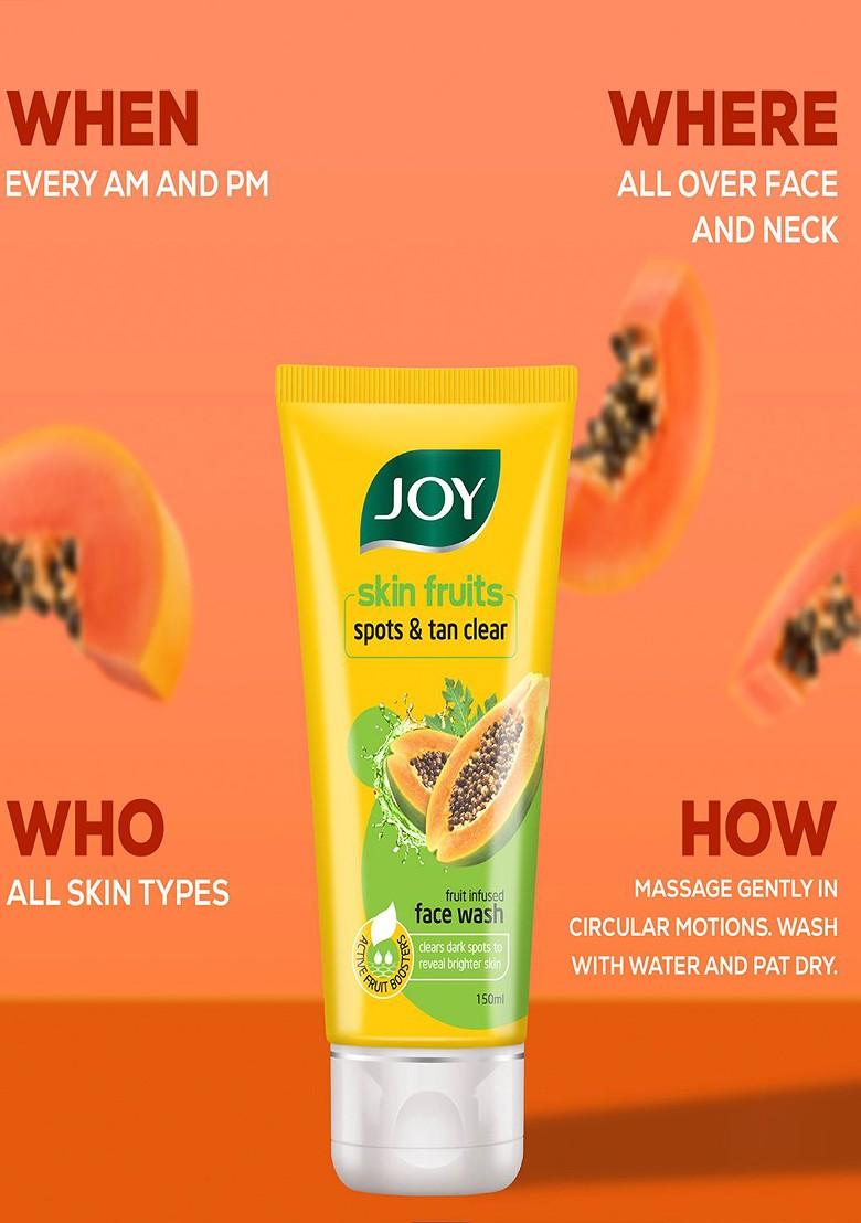 Joy Set Of 2 Papaya Spots Tan Clear Face Wash 150 Ml Each