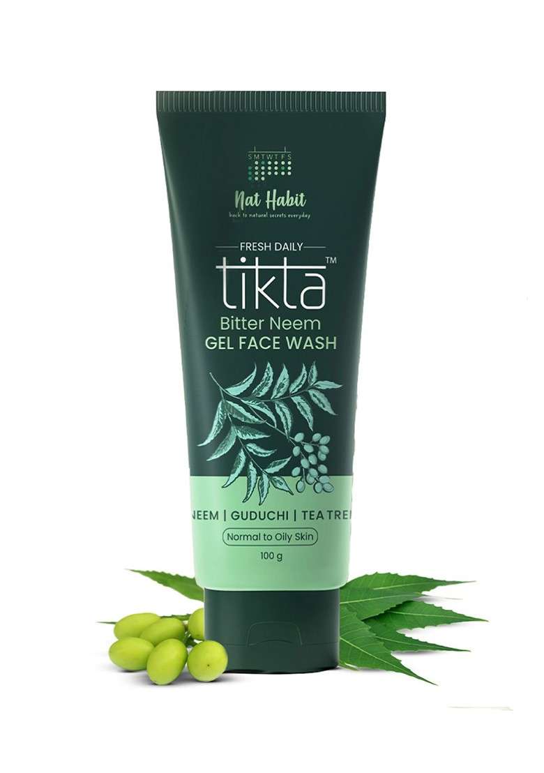 Nat Habit Bitter Neem Gel Natural Face Wash For Oily Skin Acne Pimple Control 100G - Indya