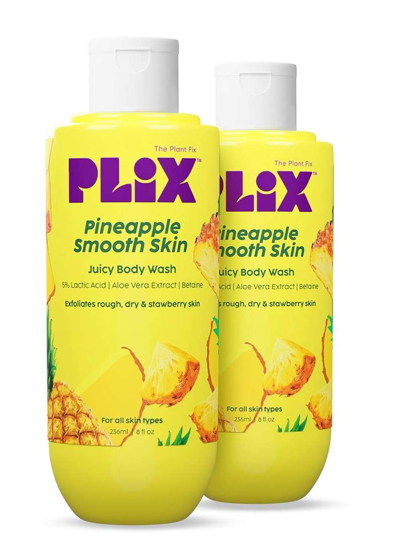 Plix The Plant Fix Set Of 2 Pineapple Smooth Skin Exfoliating Body Wash 236 Ml Each - Indya