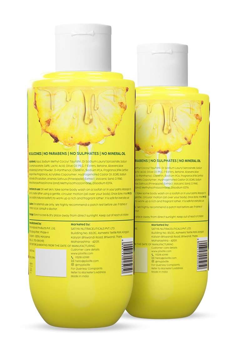Plix The Plant Fix Set Of 2 Pineapple Smooth Skin Exfoliating Body Wash 236 Ml Each - Indya