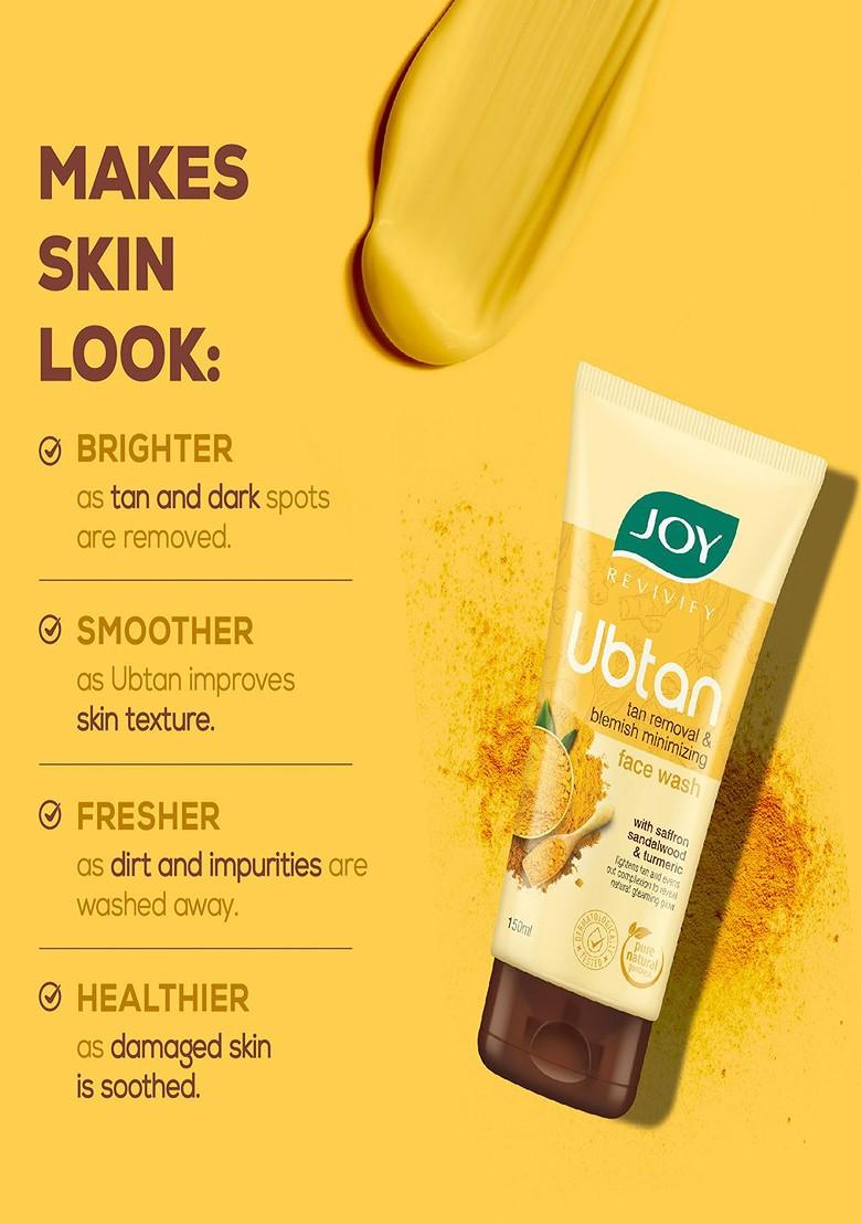 Joy Set Of 3 Lemon Papaya Ubtan Tan Removal Face Wash 150 Ml Each